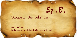 Szopri Borbála névjegykártya